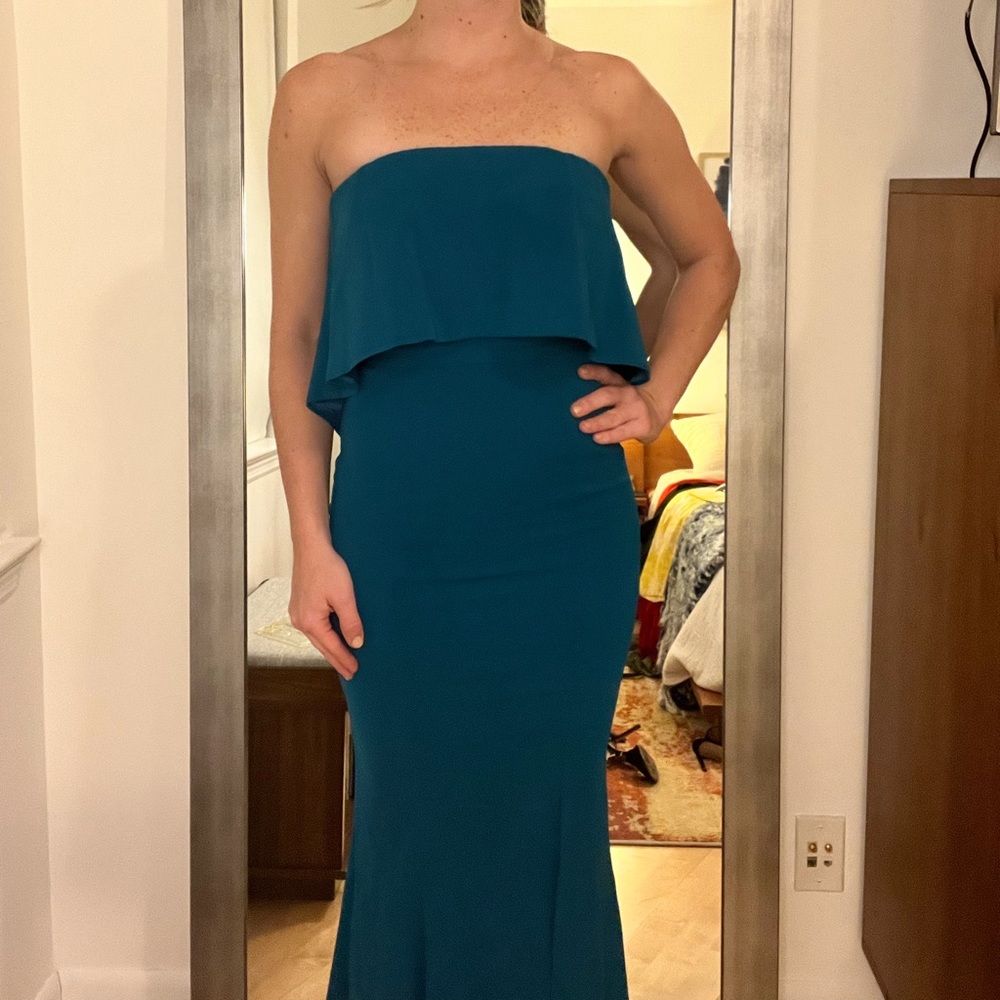 This is a steal! Aqua blue crepe gown by Jay Godfrey - 0/Xs/Sm - Picture 2 of 6